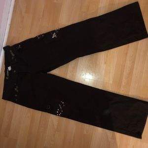 Brown Cargo Embellished Pants